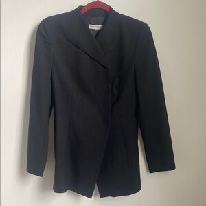 Emporio Armani Black Blazer Asymmetrical Suit Jacket